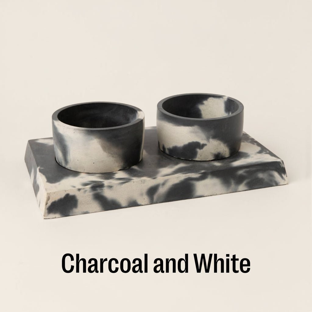 Concrete Pet Bowl Set by Smith & Goat (Charcoal & White)