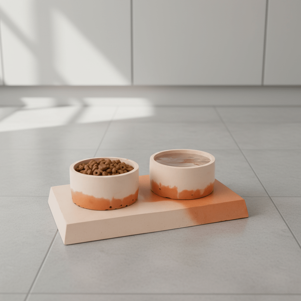 Concrete Pet Bowl Set by Smith & Goat (Terracotta & Blush)