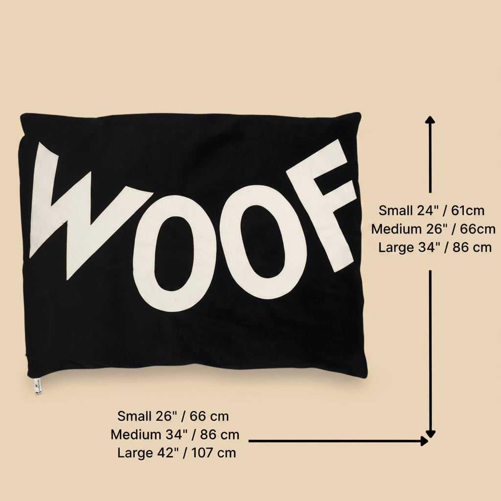 Dog Bed Big WOOF in Black Velvet