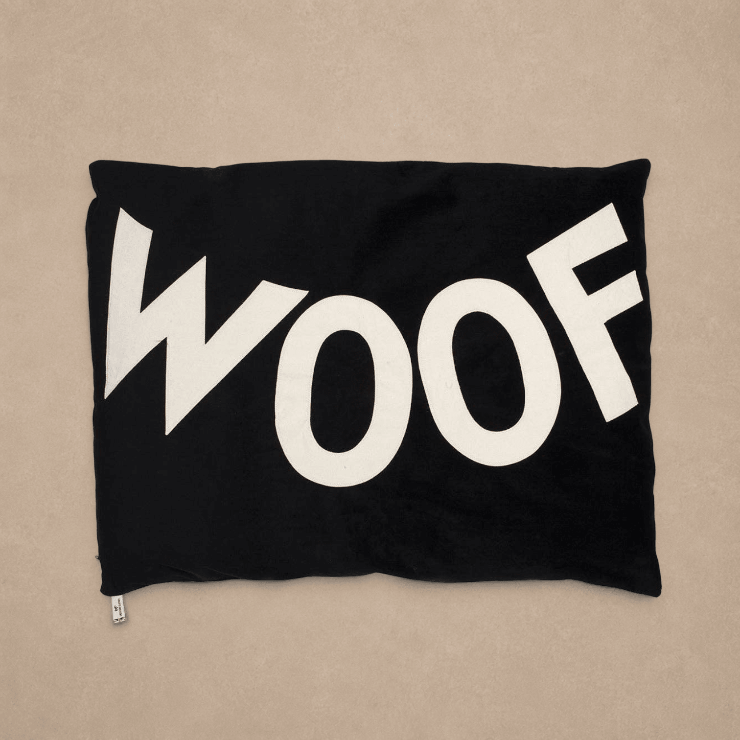 Dog Bed Big WOOF in Black Velvet