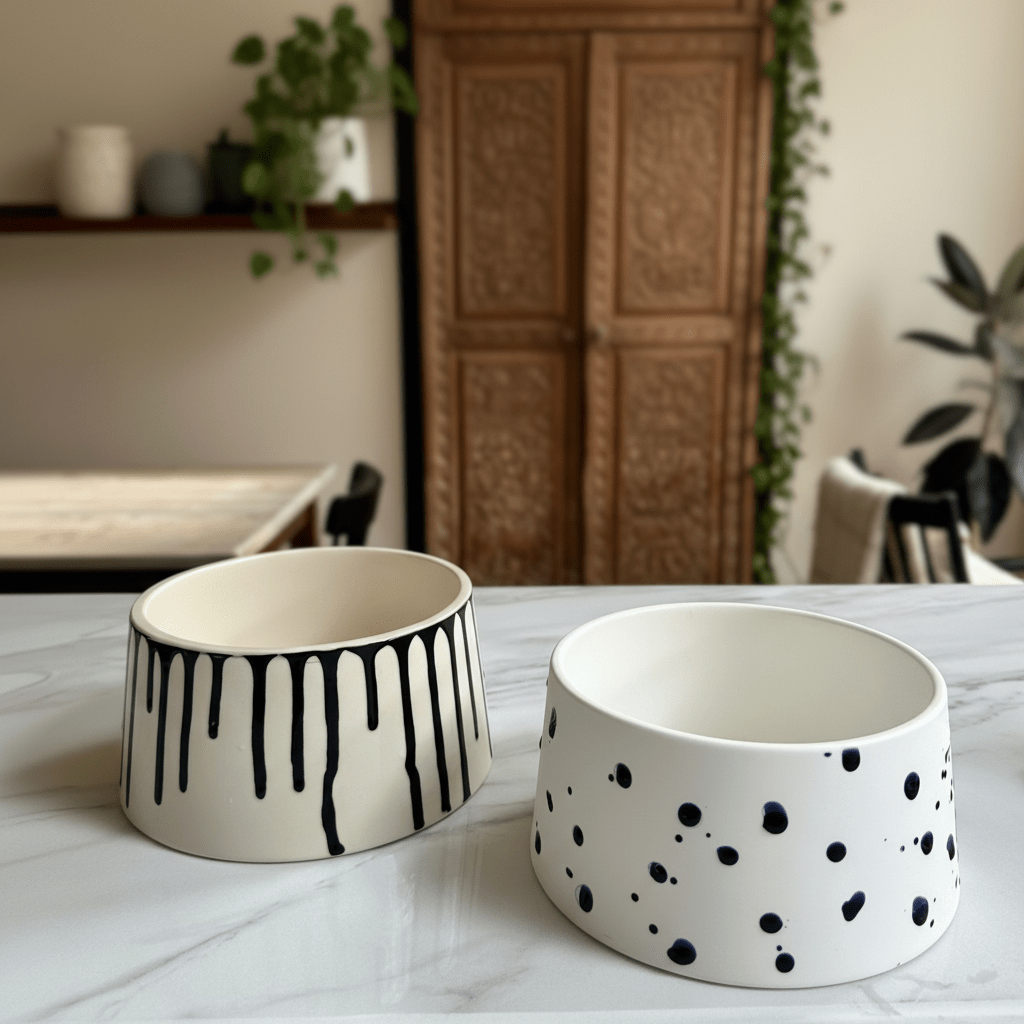 ⁠ ⁠Earthenware Bowl - Black Drip Glaze