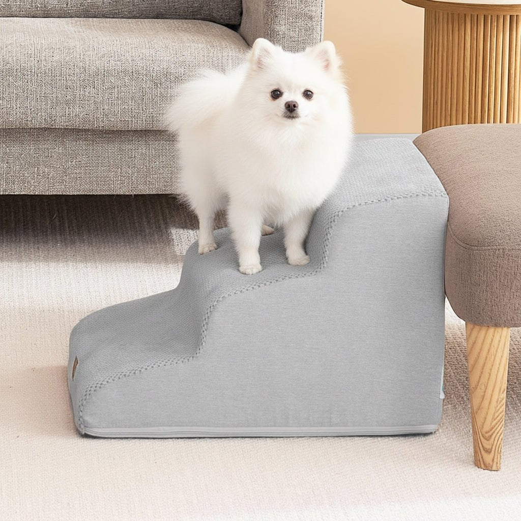 EHEYCIGA Curved 3 - Step Dog Stairs for Small Dogs – Non - Slip Indoor Pet Steps