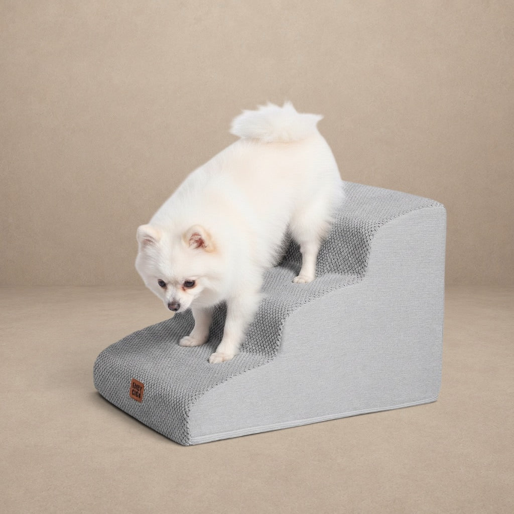 EHEYCIGA Curved 3 - Step Dog Stairs for Small Dogs – Non - Slip Indoor Pet Steps