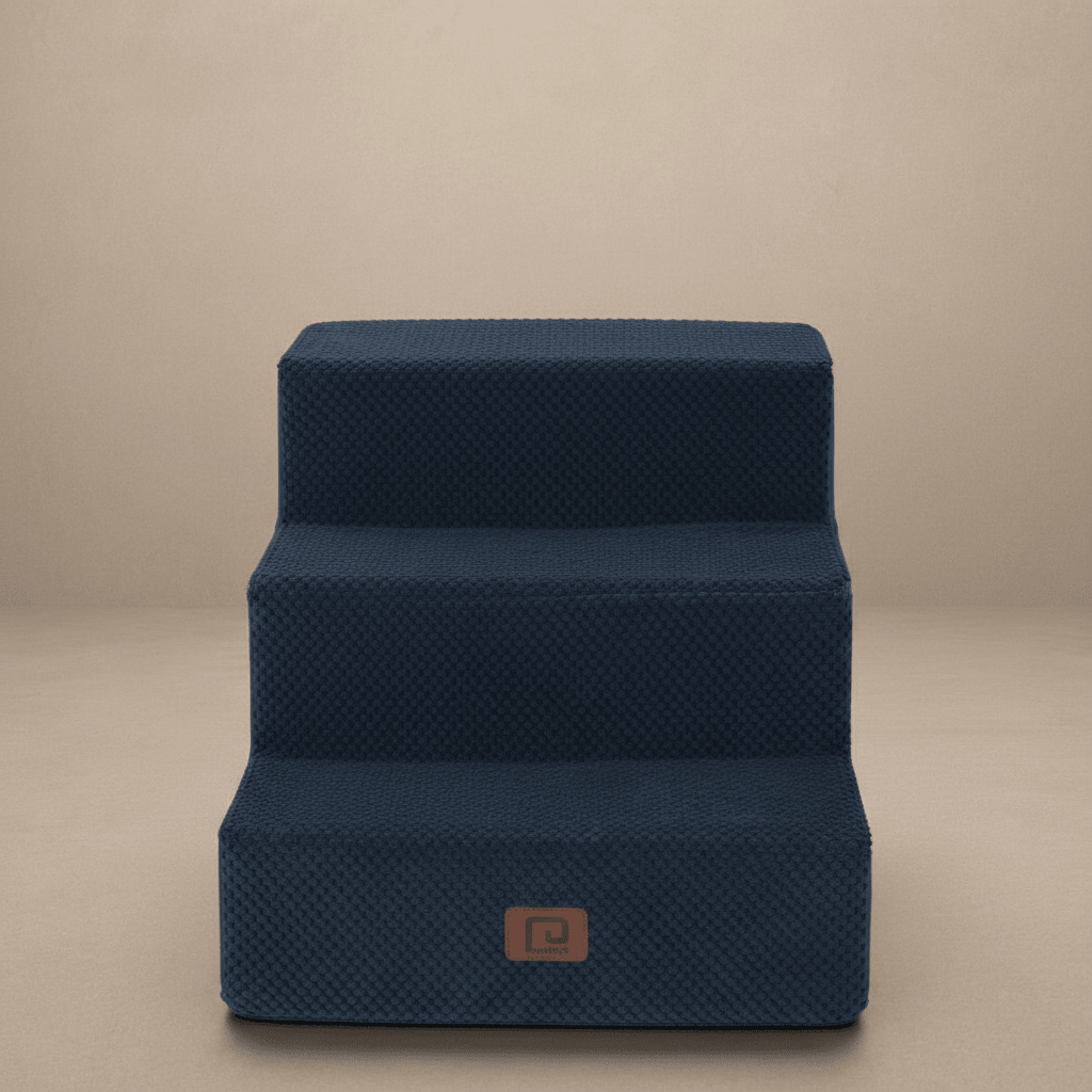 EHEYCIGA Dog Stairs – 3 - Step Navy (13.5 in H) for Sofa, Non - Slip, Foldable