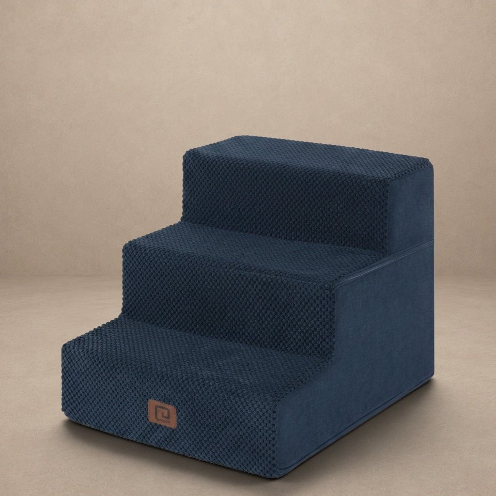 EHEYCIGA Dog Stairs – 3 - Step Navy (13.5 in H) for Sofa, Non - Slip, Foldable