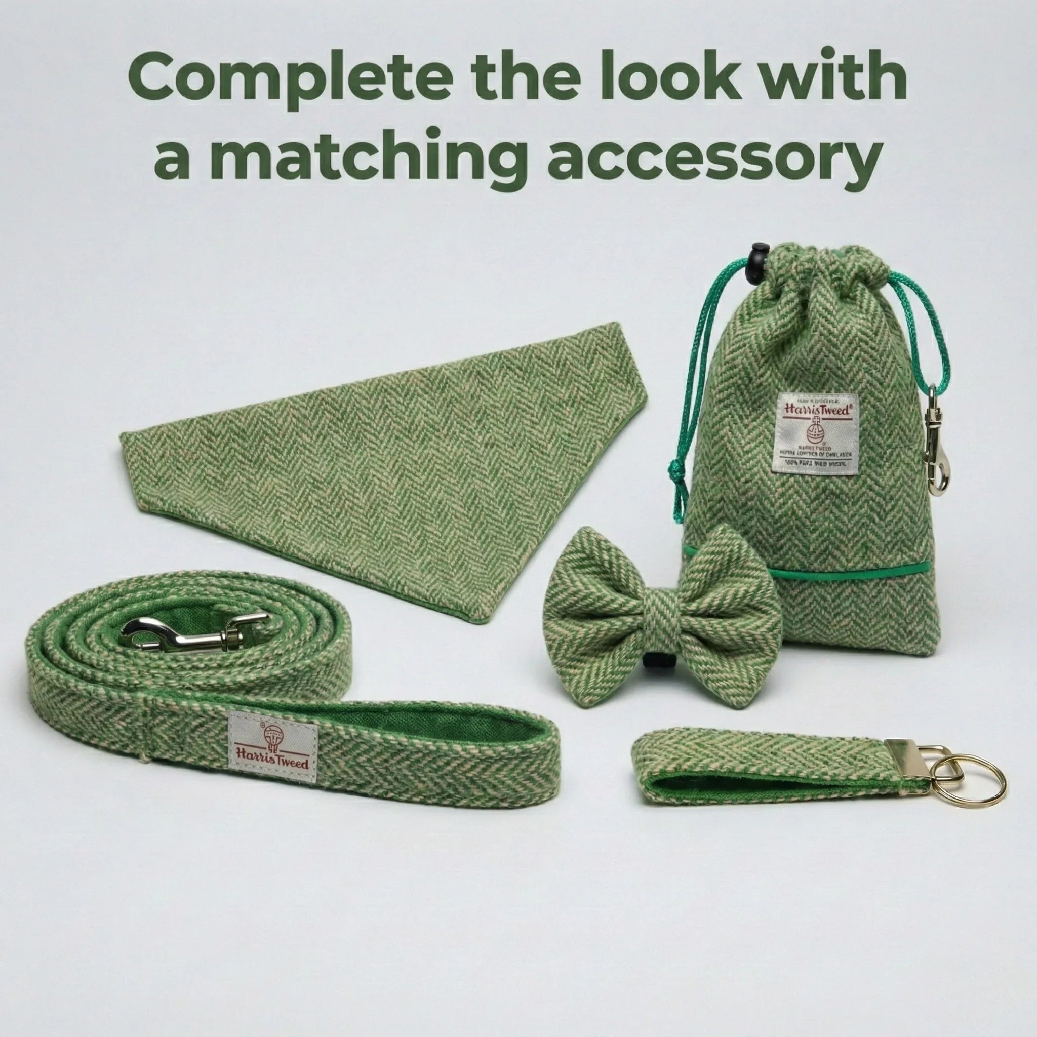 Green Herringbone - Buckle Fastening Luxury Harris Tweed Dog Collar