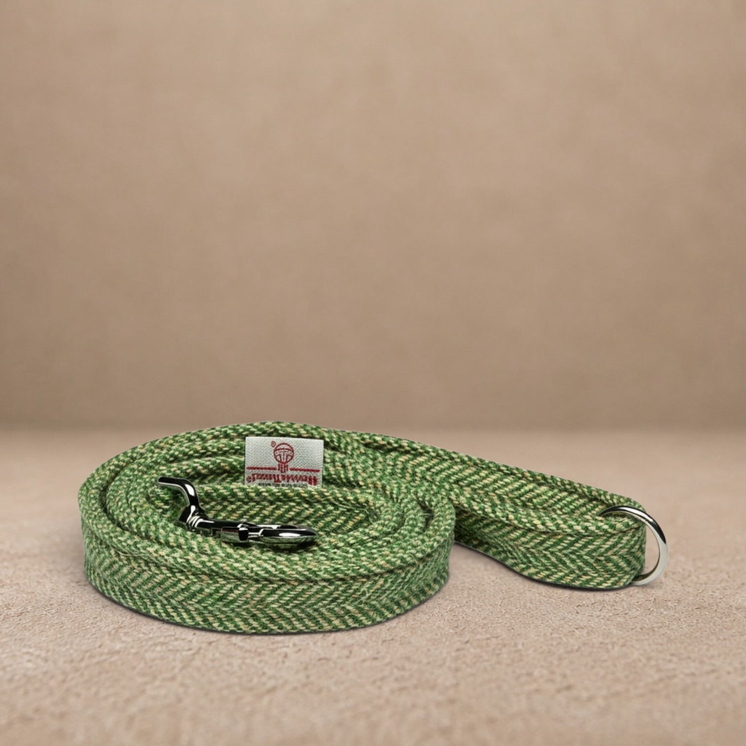 Green Herringbone Luxury Harris Tweed Dog Lead