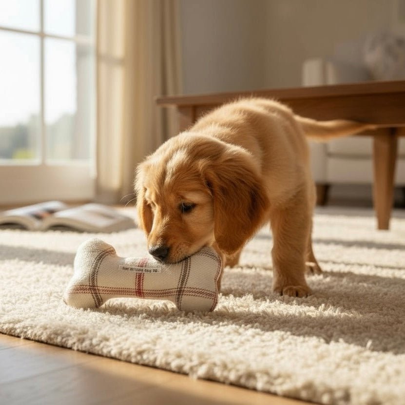 Handcrafted Toy Squeaky Dog Bone - choice of fabrics