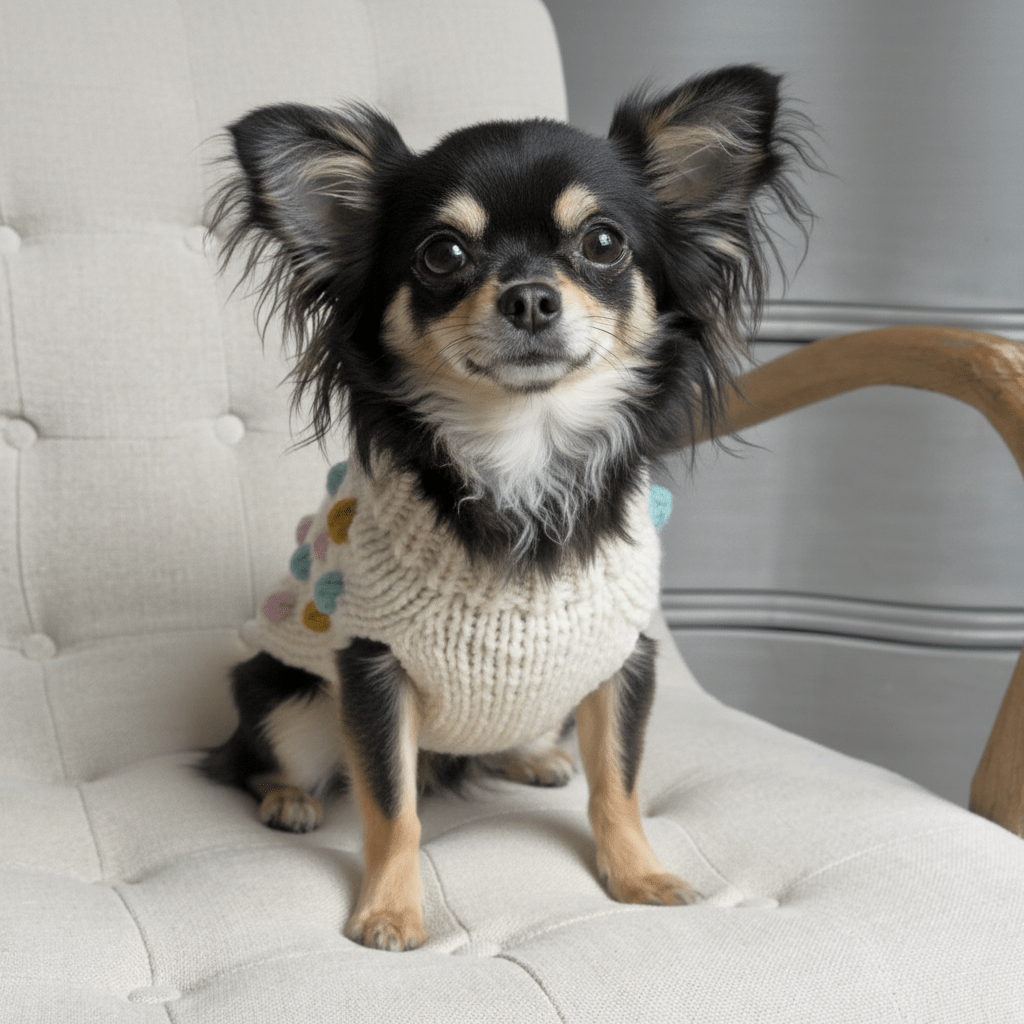 Handknitted Bobble Dog Jumper in Cream