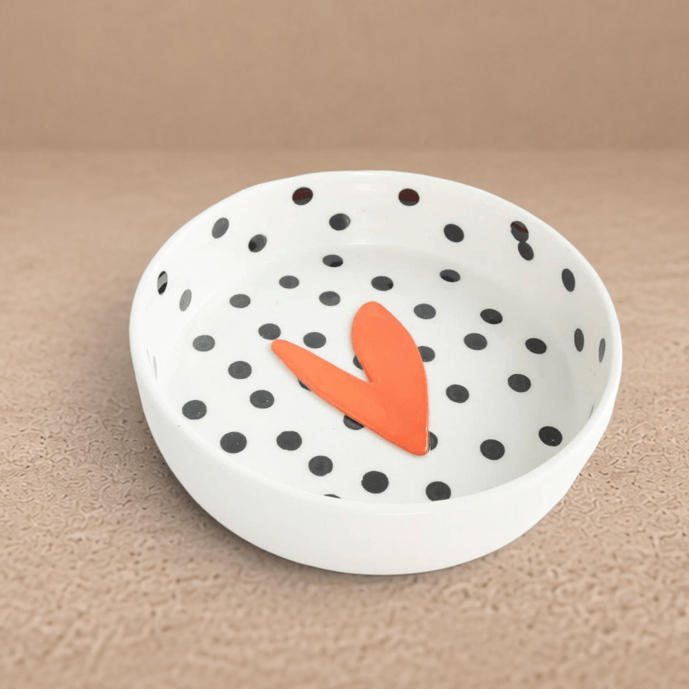 Heart and Spotted Pet Bowl