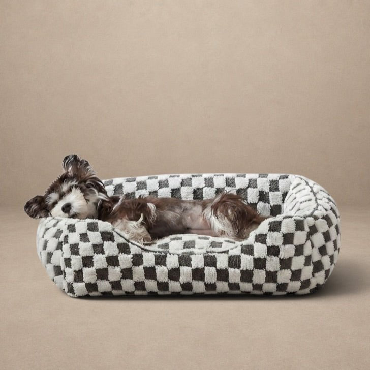 JOEJOY Rectangle Orthopedic Dog Bed for Small & Medium Dogs - 25x21x8 in, Plush Jacquard Grey