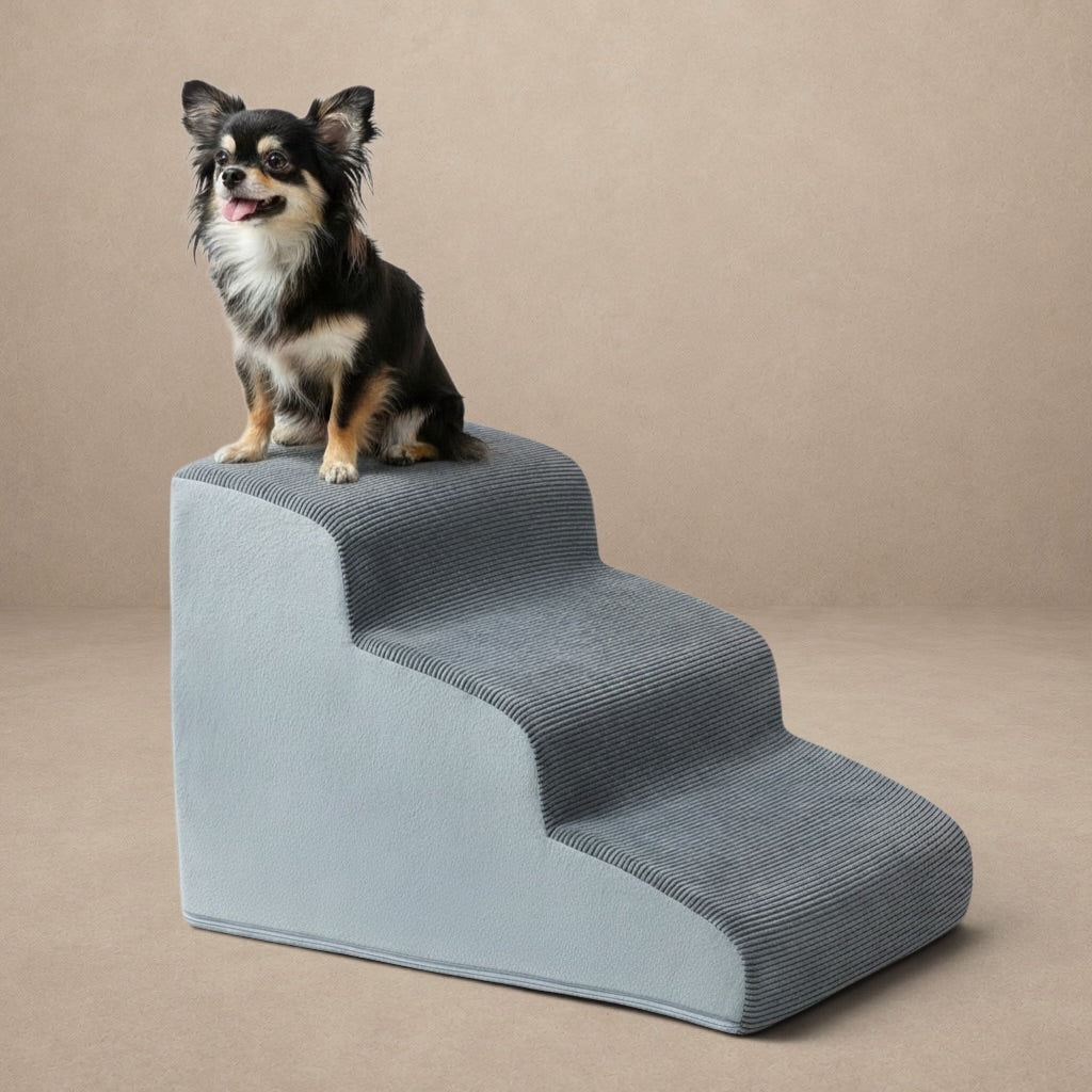 LEXTRO Dog Stairs for Small Dogs — 3 - Step Bed & Couch Ramp with Foam Support & Non - Slip Bottom (15.7 in)