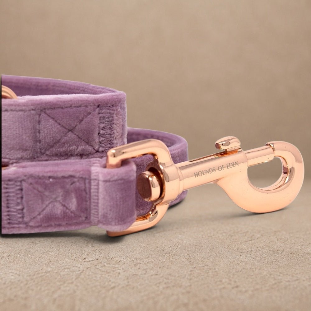 Lilac Dreams - Lilac Velvet Dog Lead with Rose Gold Hardware