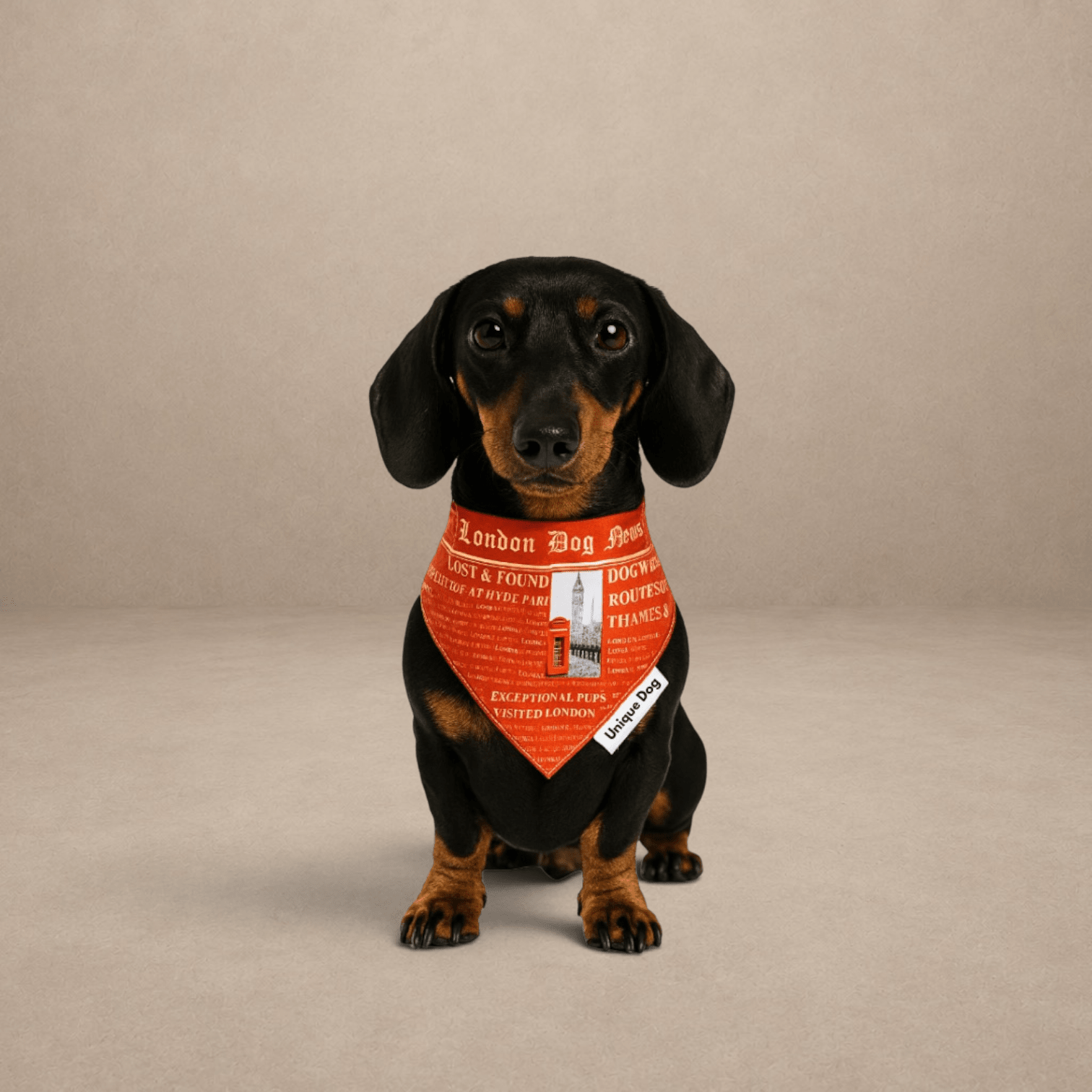 London Dog News Bandana – Vintage Newspaper Style Dog Scarf