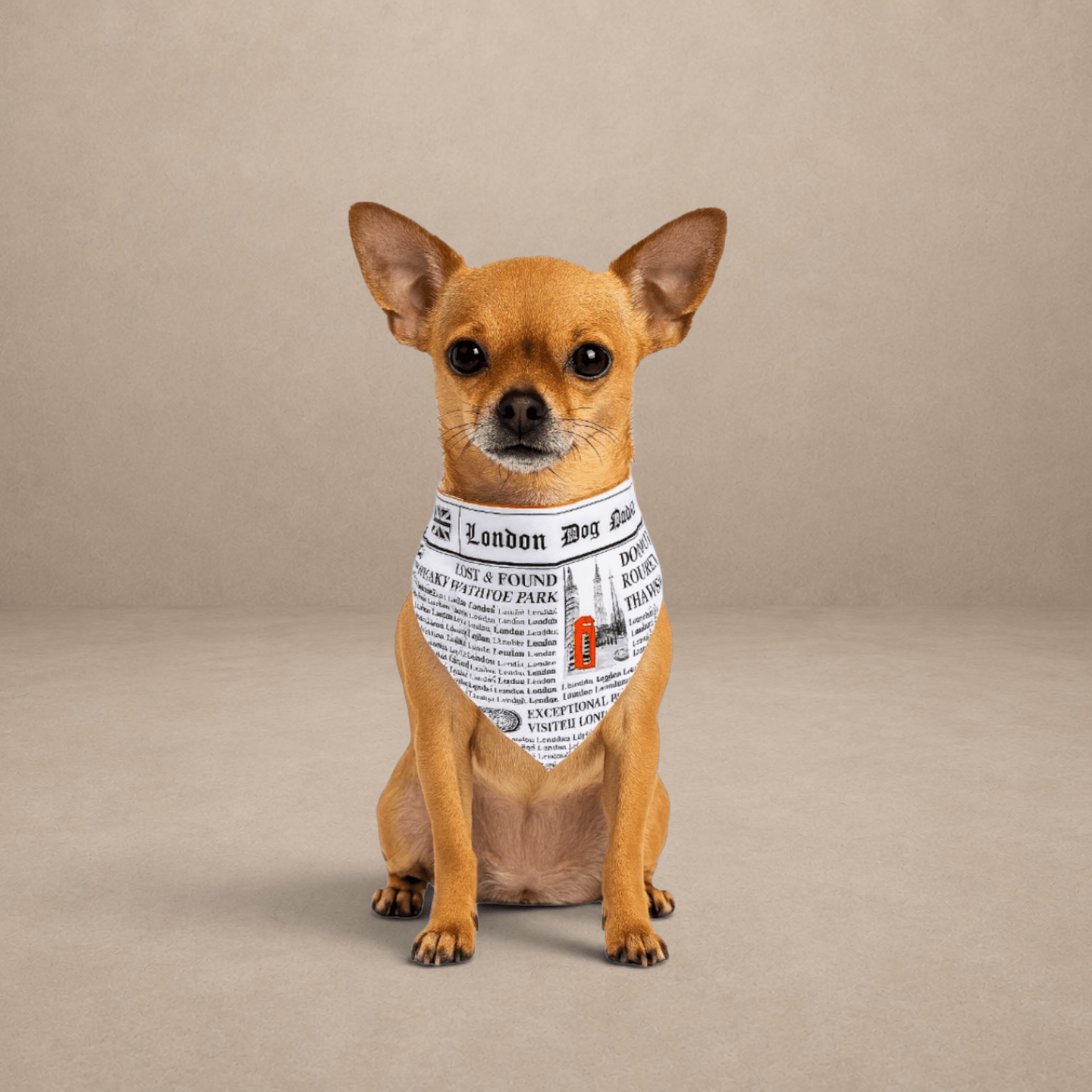 London Dog News Bandana – Vintage Newspaper Style Dog Scarf