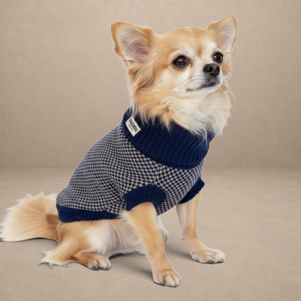 Navy Dog Jumper In Merino Lambswool