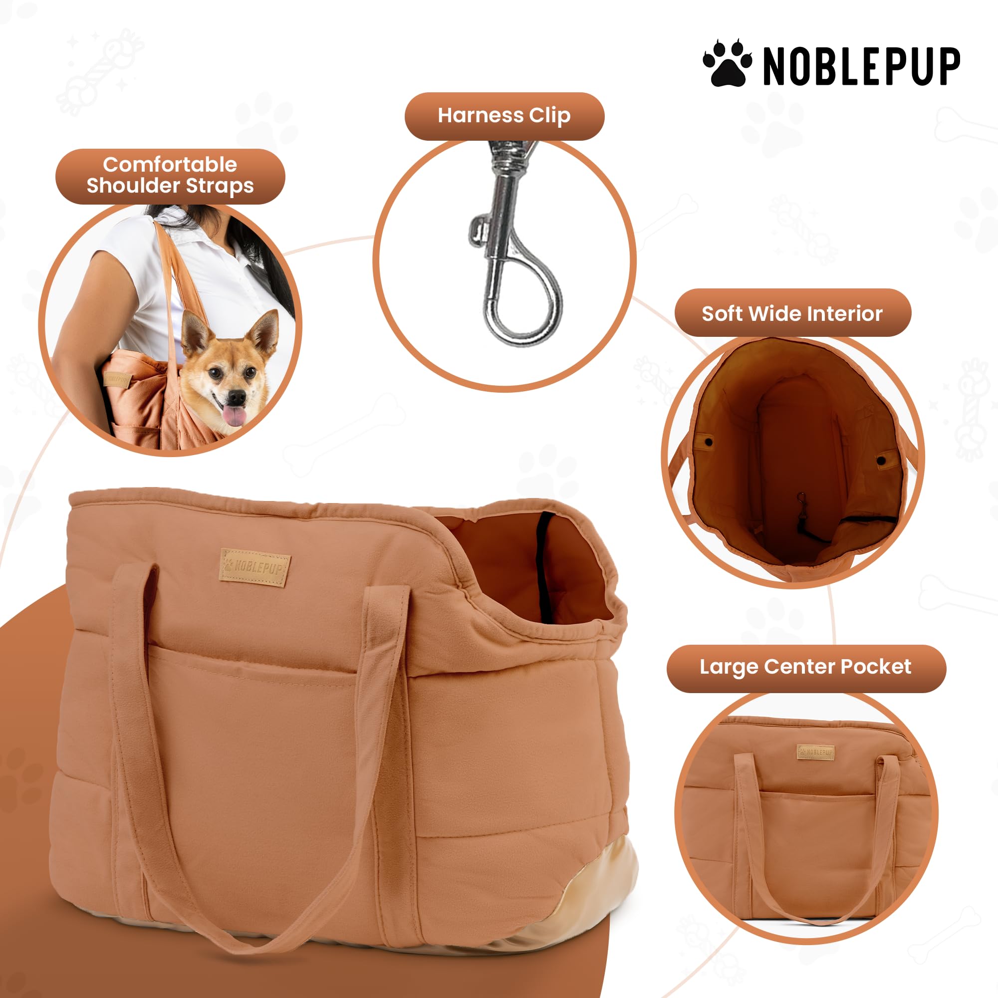 NoblePup Plush Dog Purse Carrier for Small Dogs | Cozy Travel Tote for Under 15 lbs