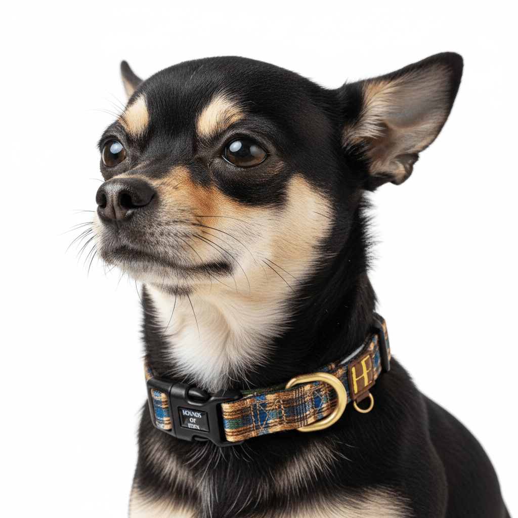 Oak Forest Plaid Dog Collar + Tag Holder
