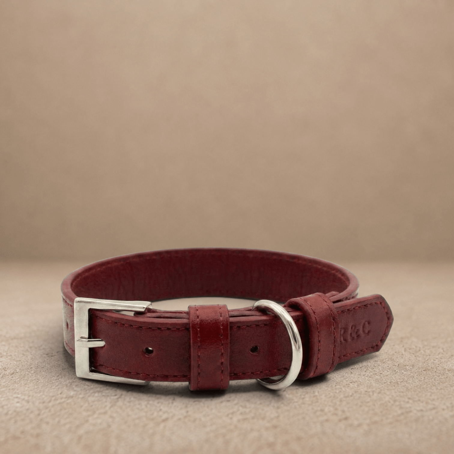 Oxblood Red Leather Dog Collar