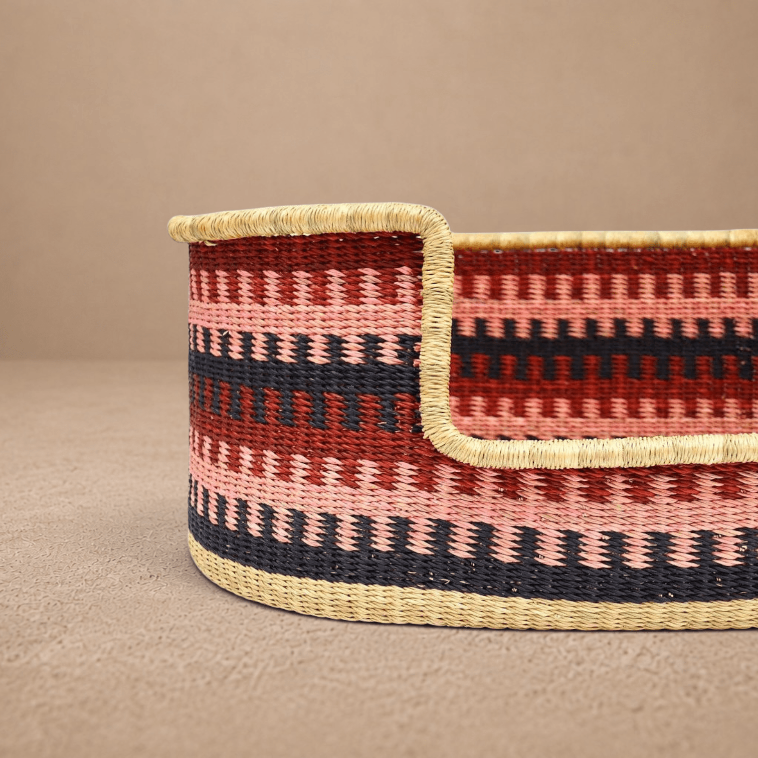 Pink, Burgundy, Navy, Woven Dog Pet Basket