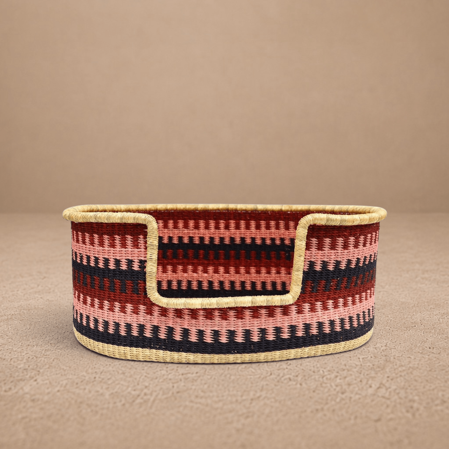 Pink, Burgundy, Navy, Woven Dog Pet Basket