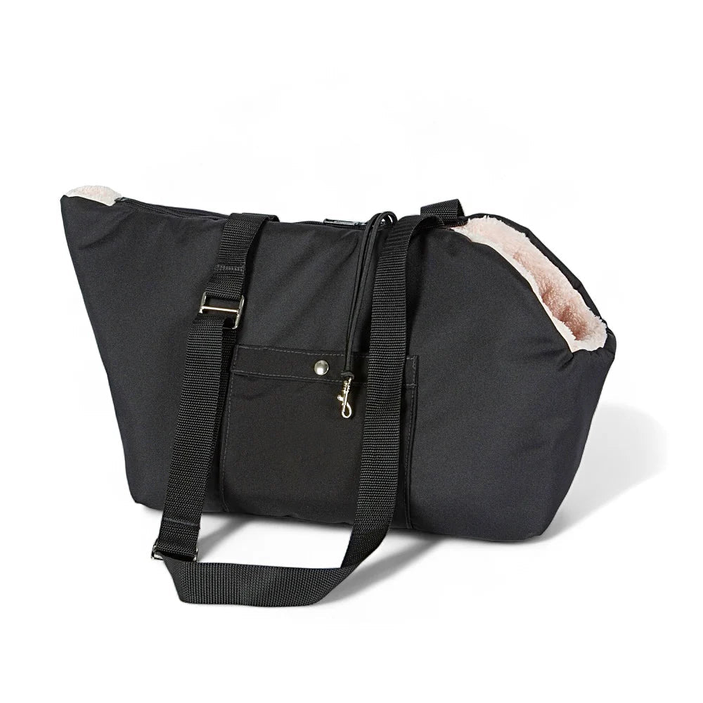 Soho Poms Black & Pink Luxury Rainy Bear Dog Carrier with Zipper