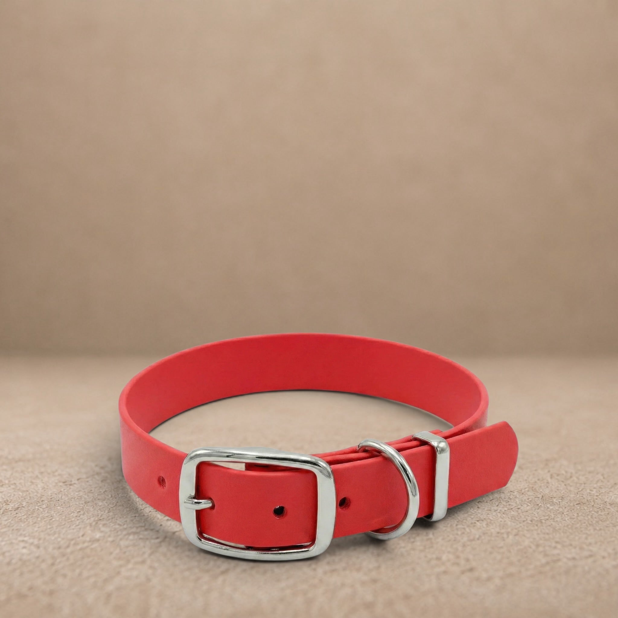 Red Waterproof Biothane Buckle Dog Collar