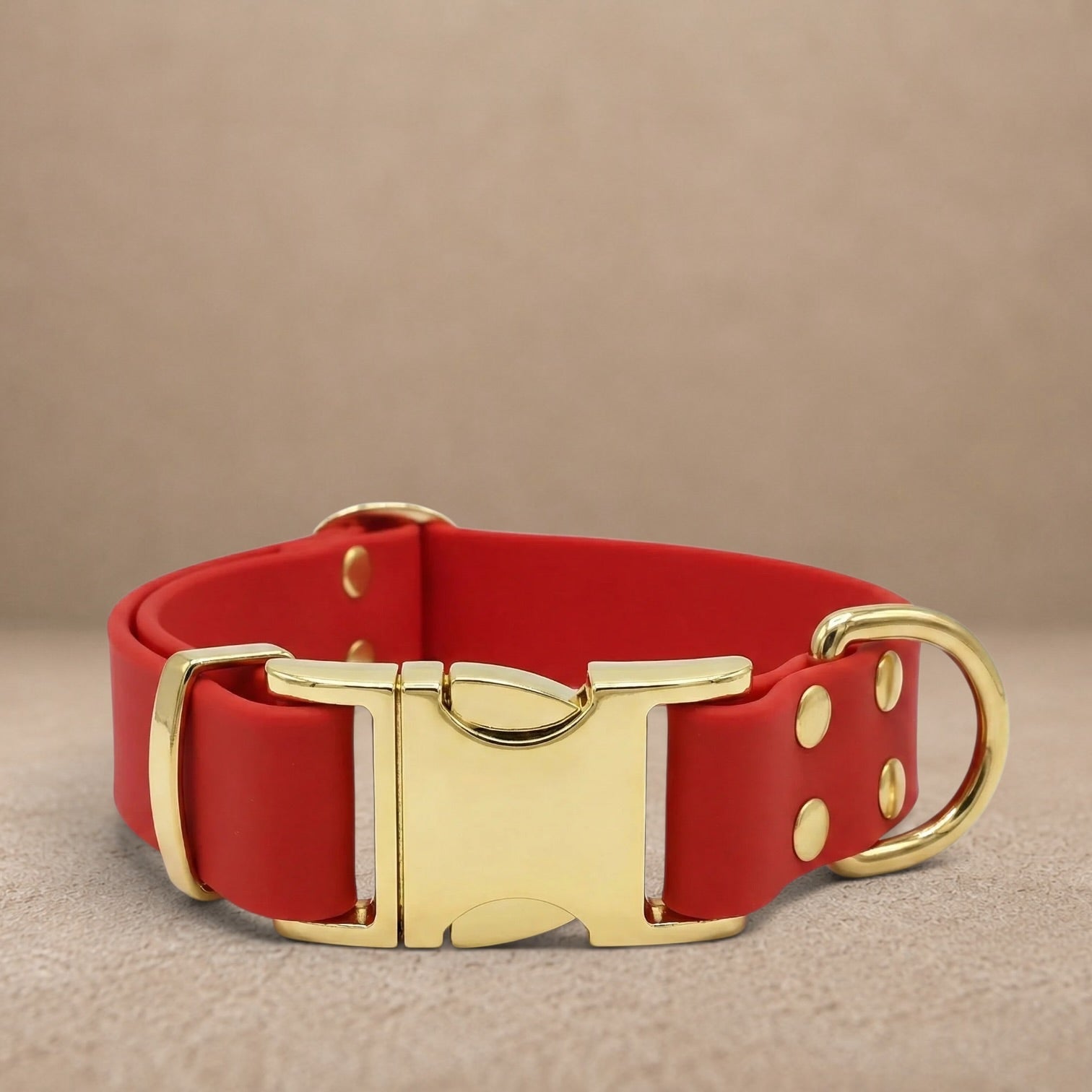 Red Waterproof Biothane Metal Clasp Dog Collar