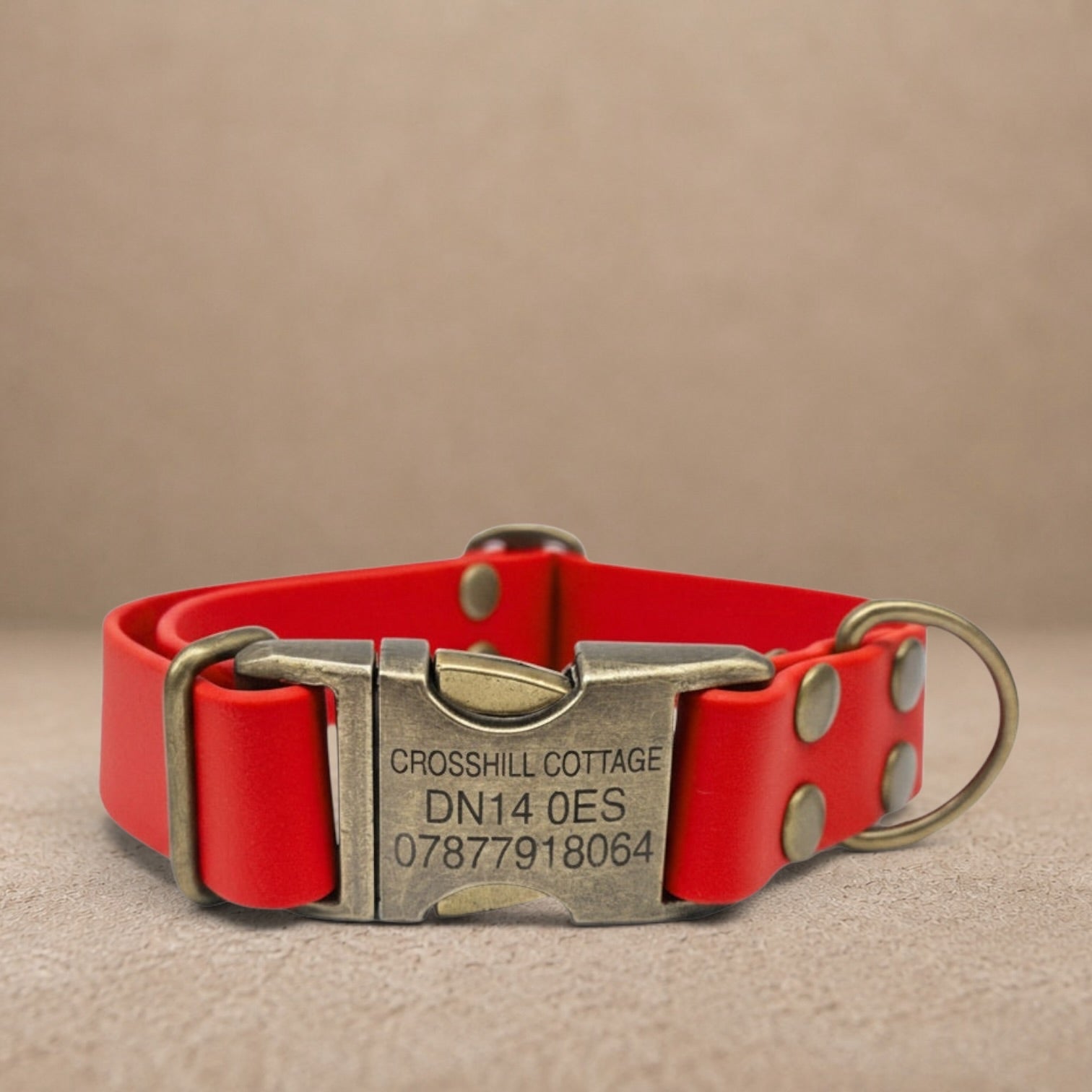 Red Waterproof Biothane Metal Clasp Dog Collar