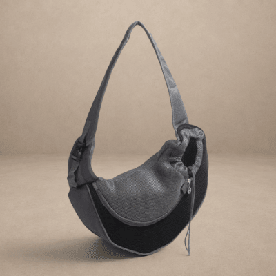 Small Dog Carrier Messenger Style Black & Grey