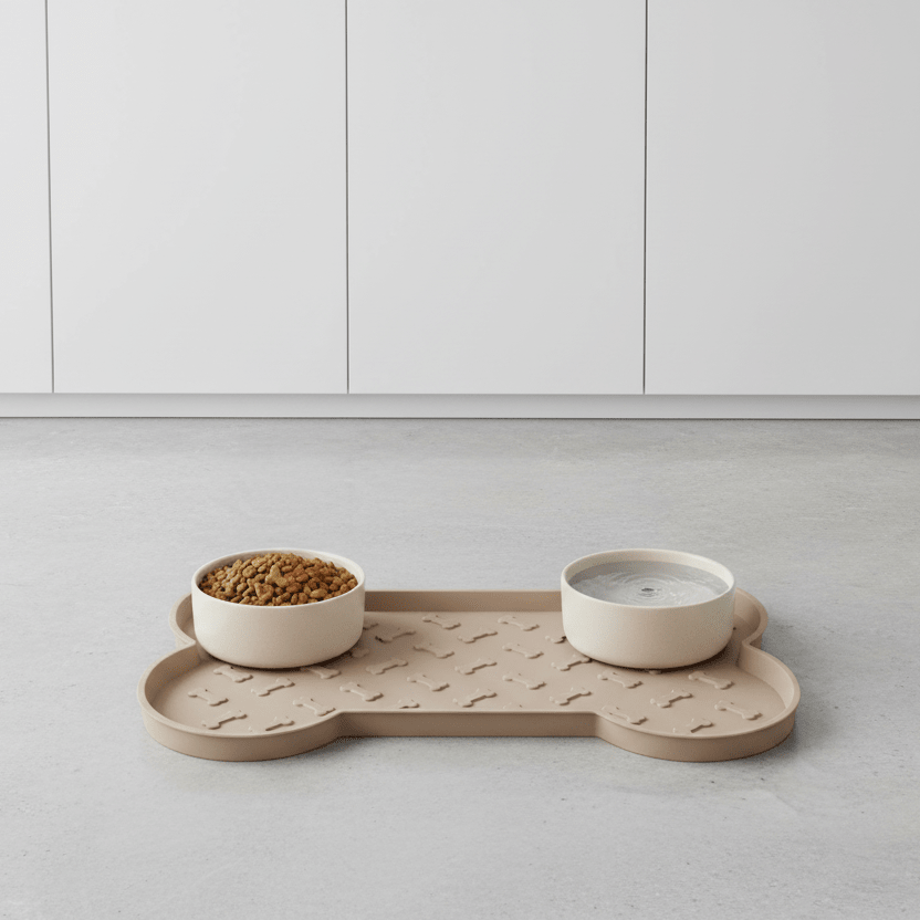 Spill-Proof Dog Feeding Mat - Tan