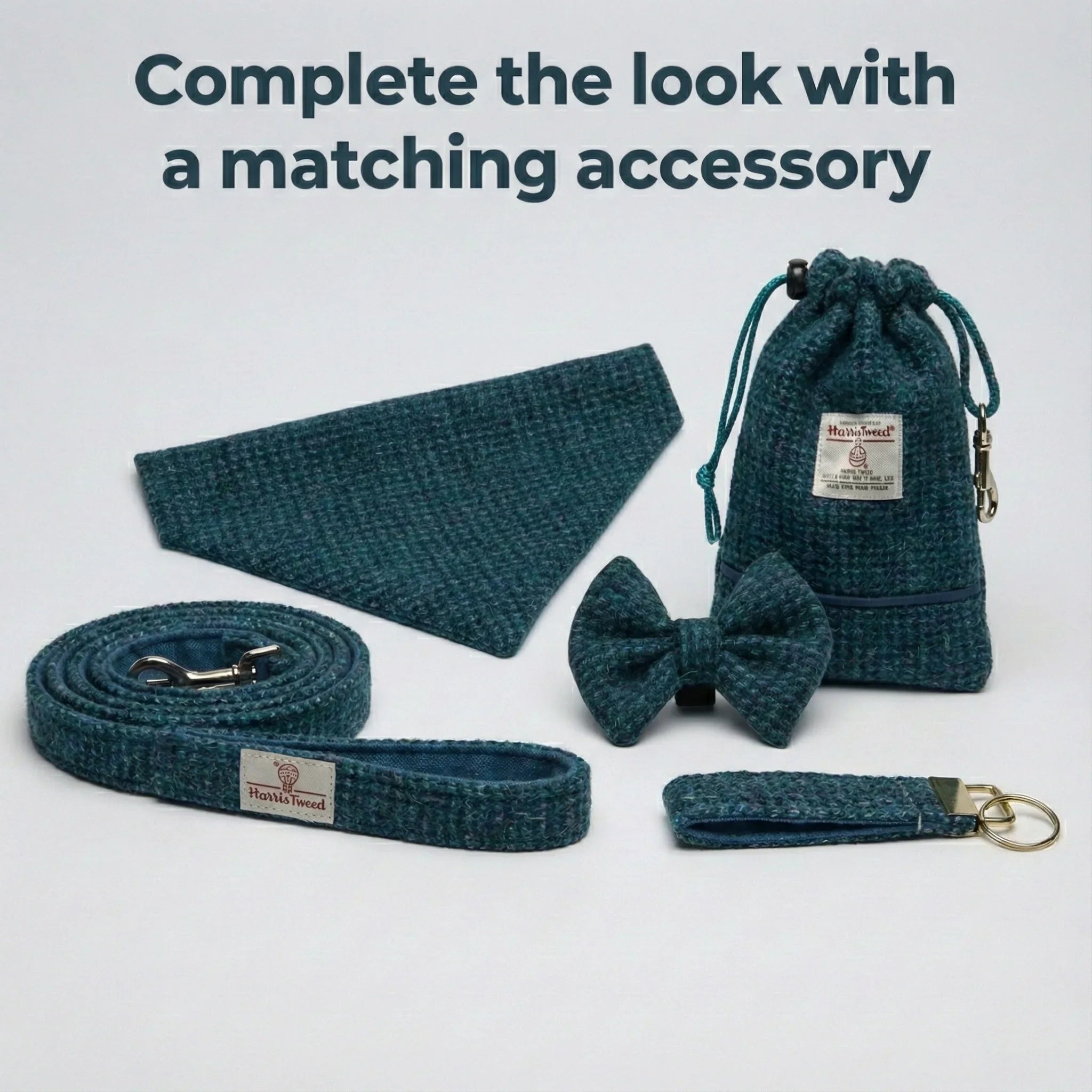 Teal With a Touch of Blue - Buckle Fastening Luxury Harris Tweed Dog Collar