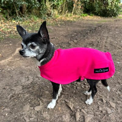 Tiny Toastie Water Repellent Fleece Dog Coat by My Chi and Me Hot Pink