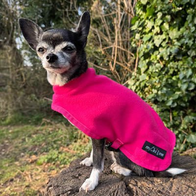 Tiny Toastie Water Repellent Fleece Dog Coat by My Chi and Me Hot Pink