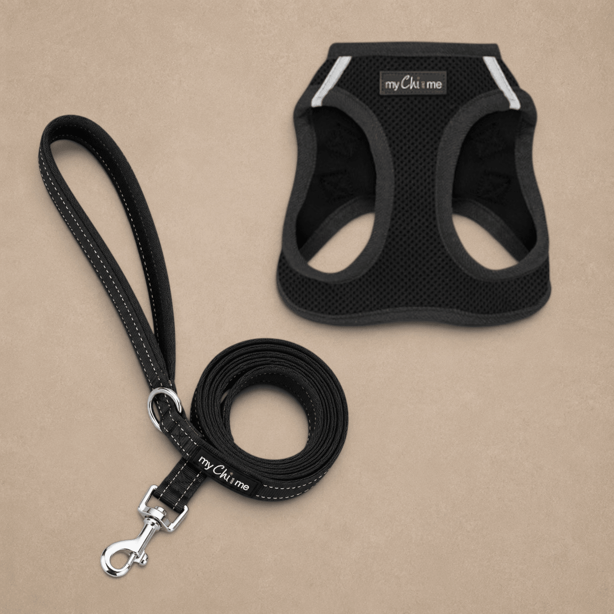 Tiny Trails Reflective 15mm Webbing Lead with Neoprene Handle Lining Black