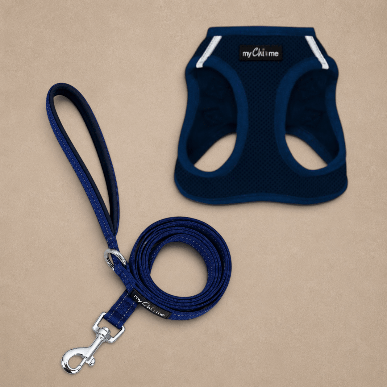 Tiny Trails Reflective 15mm Webbing Lead with Neoprene Handle Lining Navy