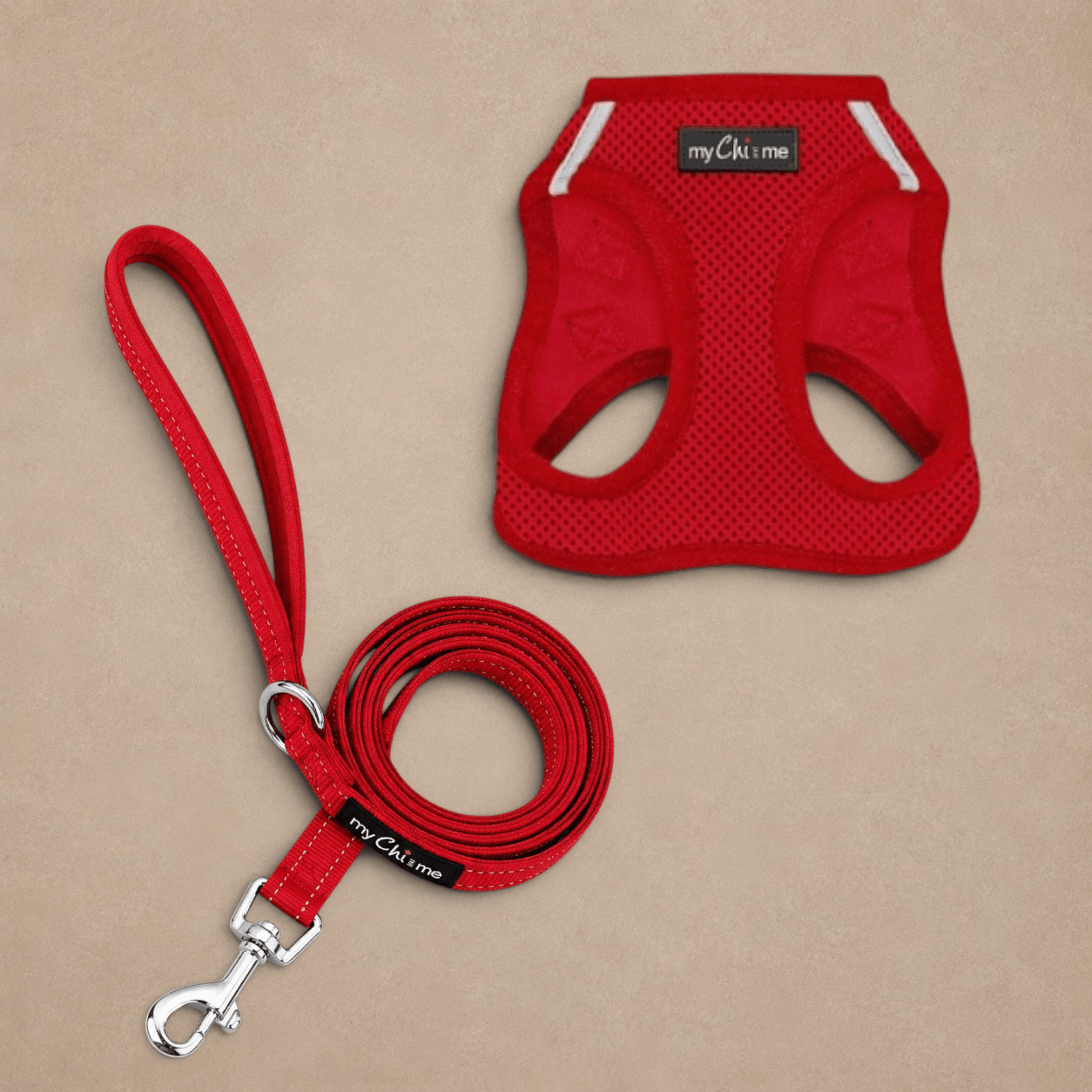 Tiny Trails Reflective 15mm Webbing Lead with Neoprene Handle Lining Red