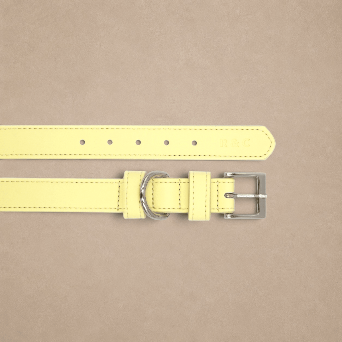 Yellow Leather Dog Collar